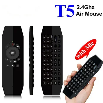 

T5 Mic 2.4G Wireless Fly Air Mouse With Microphone Voice Universal Remote Control Keyboard IR Learning For Android TV Box PC T3