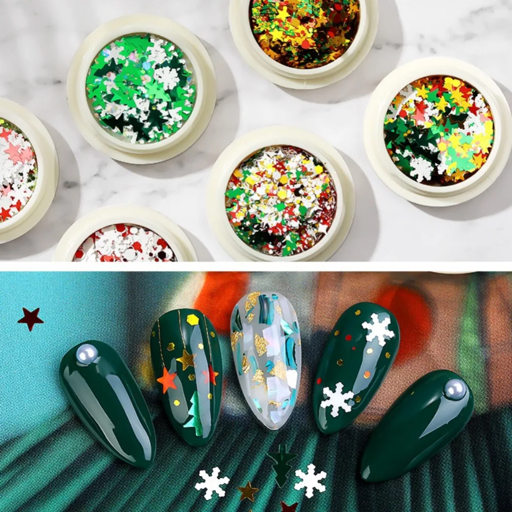 Рождественские украшения для ногтей, дизайн ногтей, долговечный дизайн, блестки, снежинка, смешанные блестки