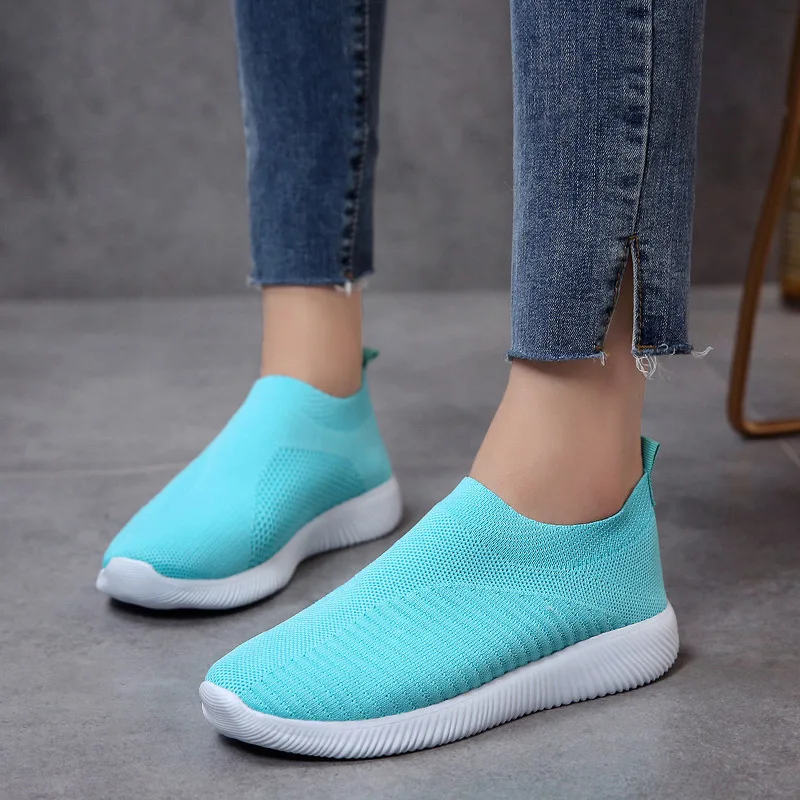 

2019 New Style Knitted Low-Cut Low Top Lightweight Breathable Slip-on round-Toe Large Size Casual Flat Athletic Shoes