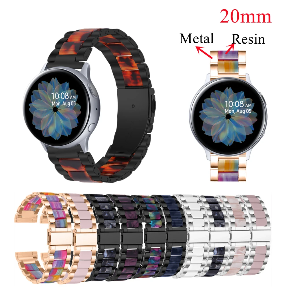 

Металлический полимерный ремешок для Samsung Galaxy Watch 3 41 мм Active 2 40 мм 44 мм Gear Sport S2, модные аксессуары для Amazfit Bip GTR 42 мм