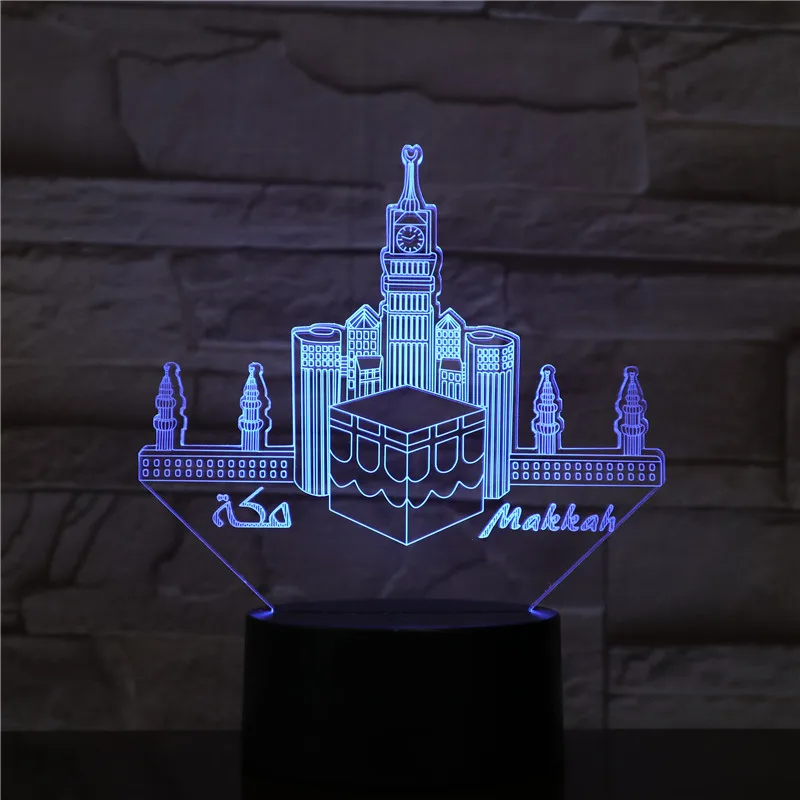 Мекка Mosque Makka 3D 7 цветов светодиодный ночник для детей сенсорный светодиодный Usb стол Lampara Lampe детский спальный ночник Прямая поставка