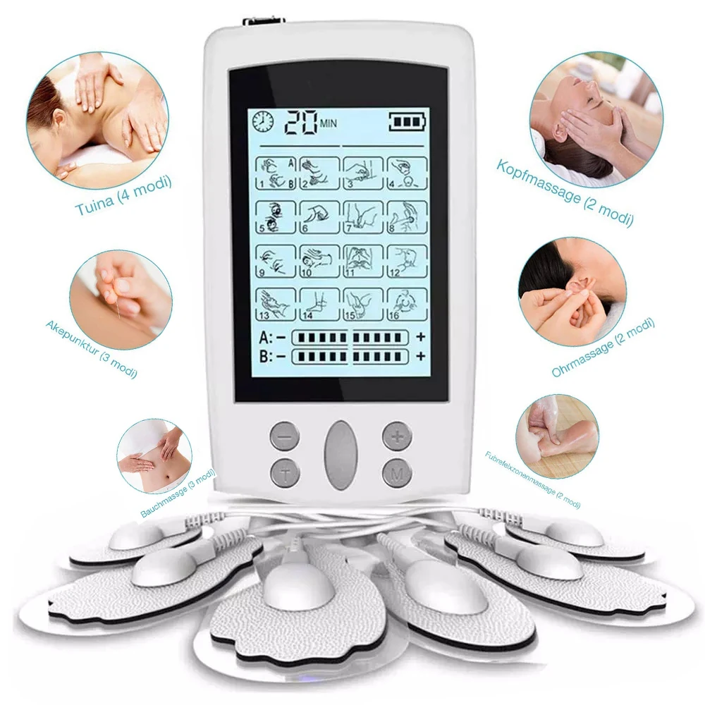 Low Frequency Digital Physiotherapy TENS Machines Best Pain Relief Pulse EMS Unit 16 Modes Eletric Muscle Stimulator Massager | Красота и