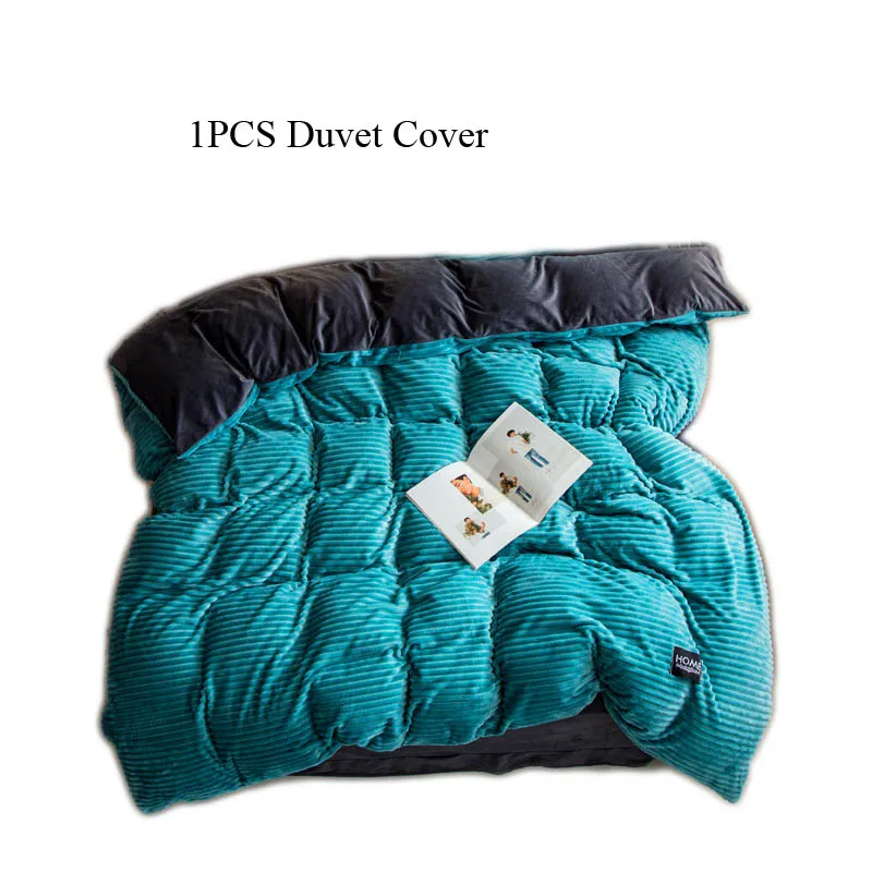 1pc duvet cover-A 4 шт., зимний теплый двухсторонний фланелевый Комплект постельного белья, бархатный плоский лист, пододеяльник и комплект наволочек для 1,8-2 м кровати - Цвет: 1pc duvet cover-A