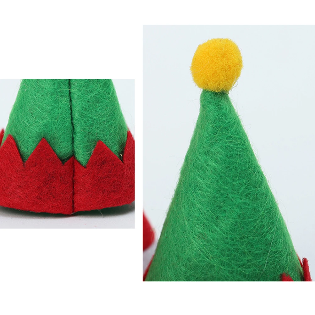 Мини рождественские шапки эльфа, дизайнерские шляпы леденца, украшения, милые нетканые шляпы для упаковки конфет, рождественские принадлежности для домашнего магазина