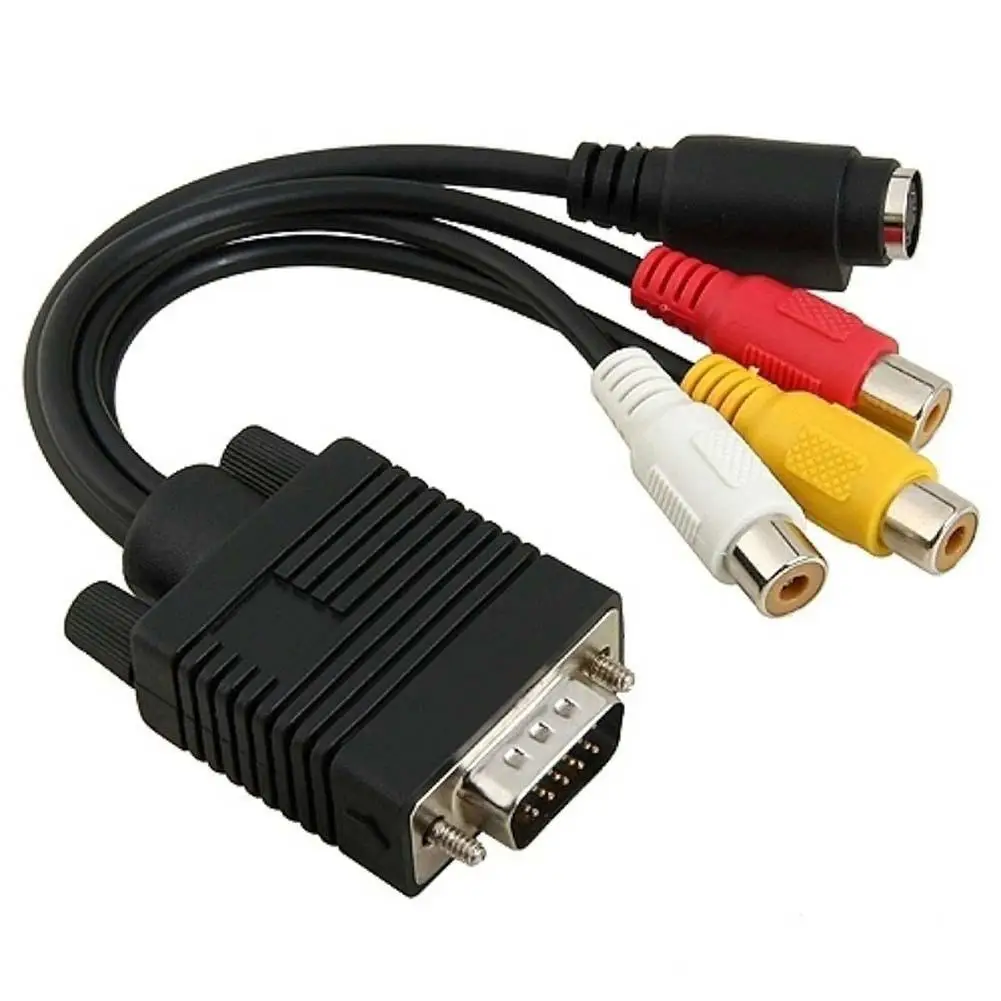 Прочный VGA SVGA К S видео 3 RCA конвертер AV кабель адаптер для ноутбука ПК HDTV монитор