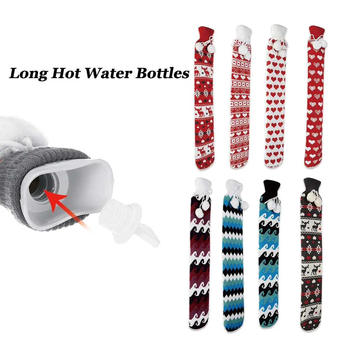 

Flannel Warm PVC Extra Long Hot Water Bottles Explosion-proof Body Waist Back Warm Warmer Heating Pads Water Injection Bags