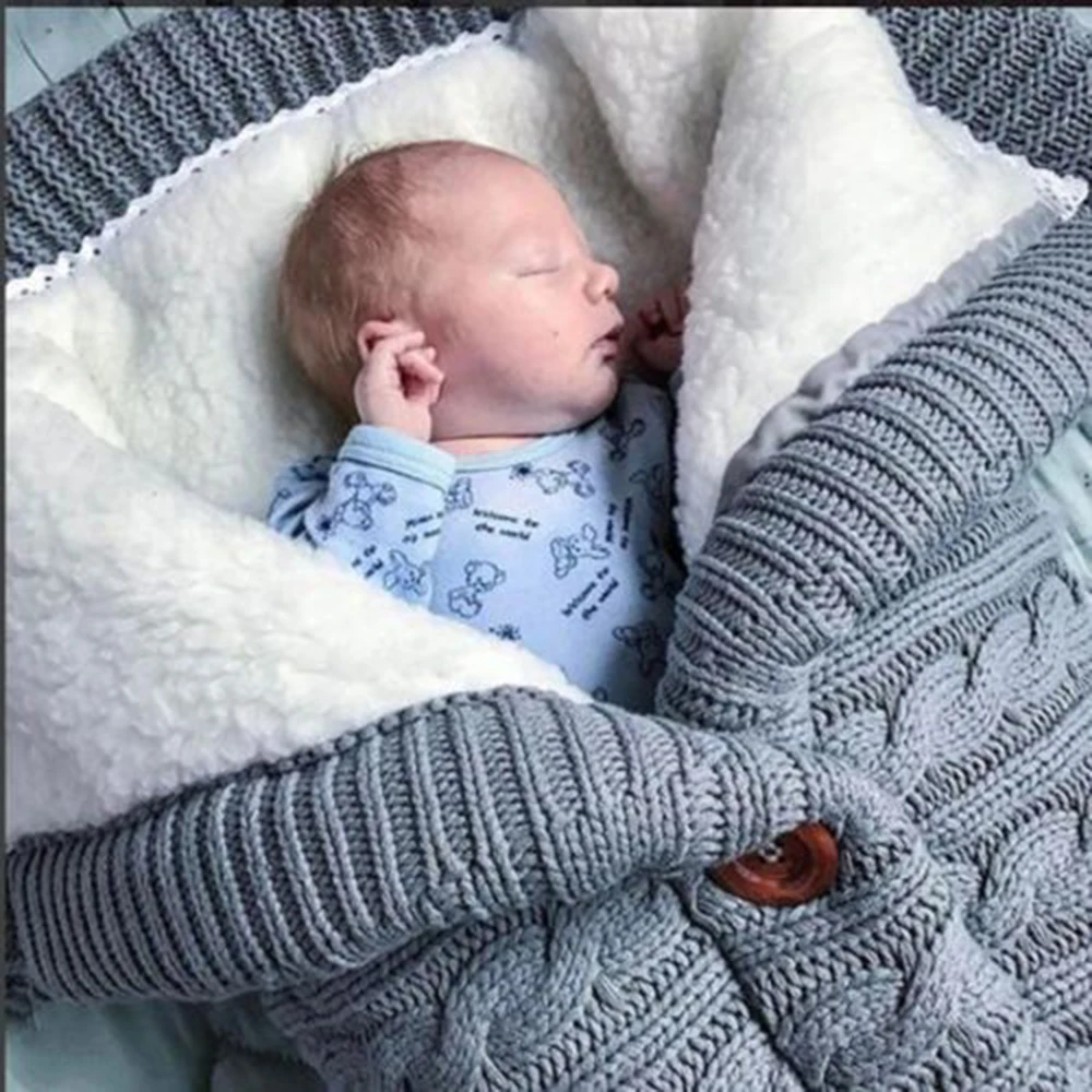 

New Thick Baby Swaddle Wrap Knit Envelope Sleeping Bag Newborn Infant Warm Bands Indoor Infant Stroller Sleeping Bag