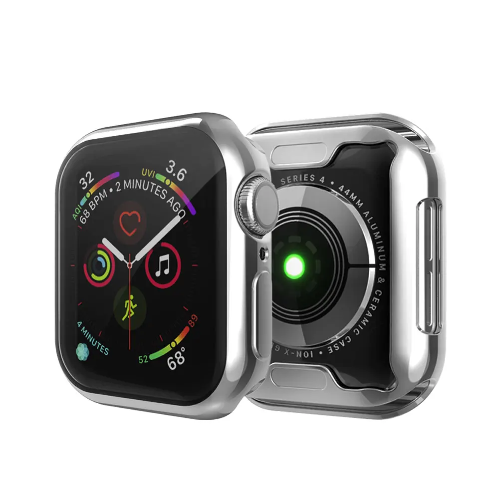 Защитный чехол для Apple Watch, версии 5/4/3/2/1 40 мм 44 Scratch полный пакет Electroplating TPU чехол s для наручных часов iWatch, версия 3, 2, 42 мм, 38 мм - Цвет: Светло-Серый