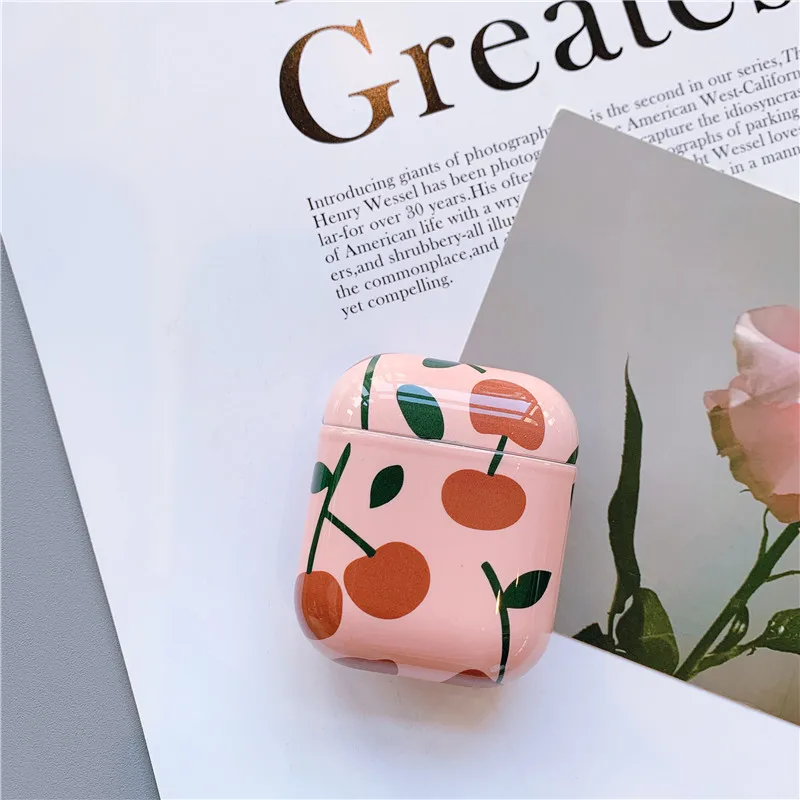 Милый Вишневый наушник с Bluetooth чехол для Airpods аксессуары мультфильм жесткий чехол для наушников коробка для Airpods 1 2 сумка с зарядкой