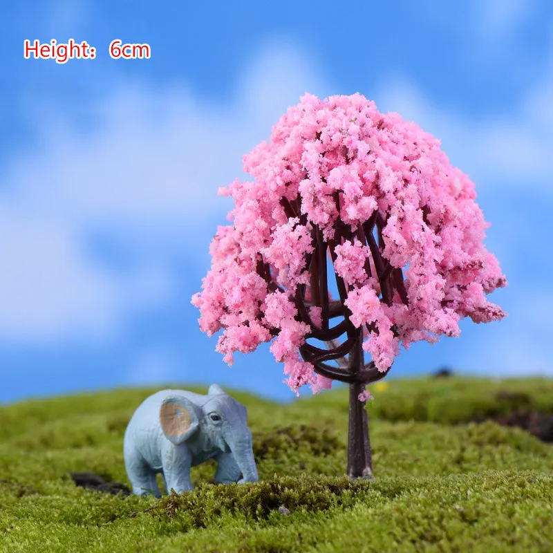 Пластиковые миниатюрные садовые фигурки микроландшафта 1 шт. популярные мини украшения для дома Сакура моделирование деревьев высокое качество - Цвет: 6