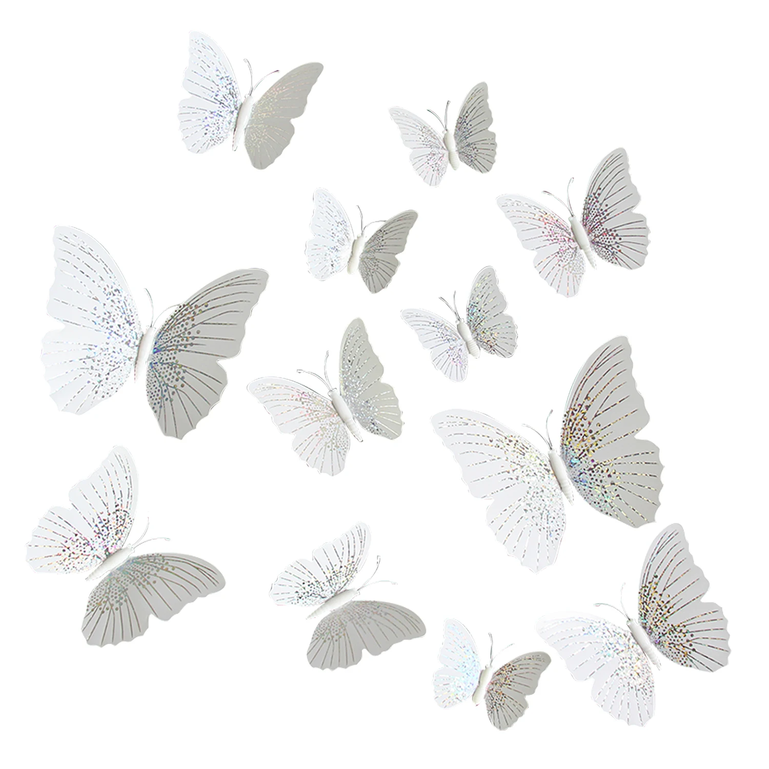 12Pcs Wall Stickers Colorful PVC Butterfly Shape Wall Decal Sticker Home Living Room Refrigerator Stickers DIY Art Decoration - Цвет: Белый