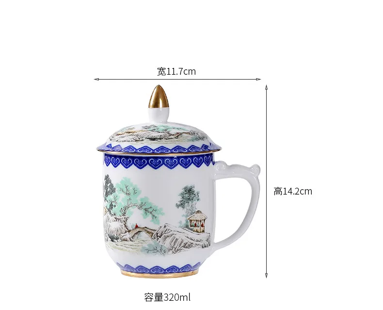Jingdezhen Ceramic Tea Mug Home Office Household Silver Cup 999 Sterling Silver Health Water Cup Personal Mug Drinkware