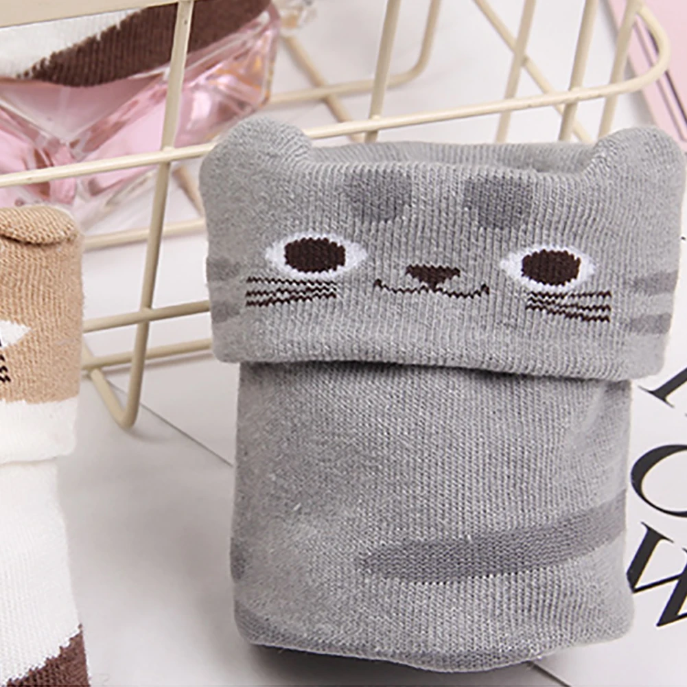 1 пара модных женских носков для взрослых повседневные эластичные милые носки без пятки с объемным 3D рисунком кота из мультфильма на осень и зиму из смешанного хлопка