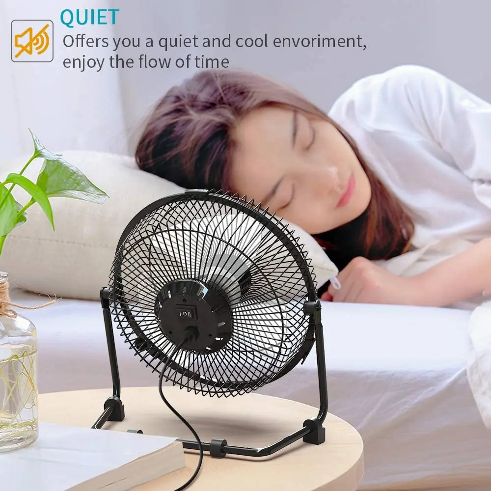 9 Inch Desk Fan USB Powered with USB plug Quiet Portable Fan 2 Speeds Cooling for Home Office Table