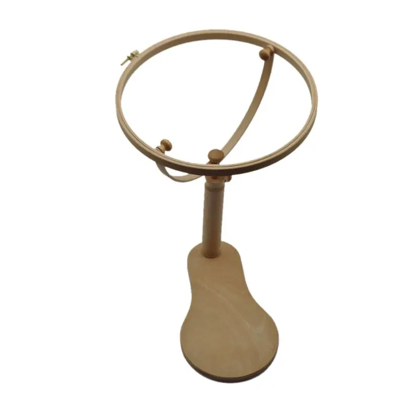 24cm Round Wooden Embroidery Hoop Frame Stand Rack Holder Cross-stitch Rotatable Adjustable Craft DIY Tools Sewing Accessories