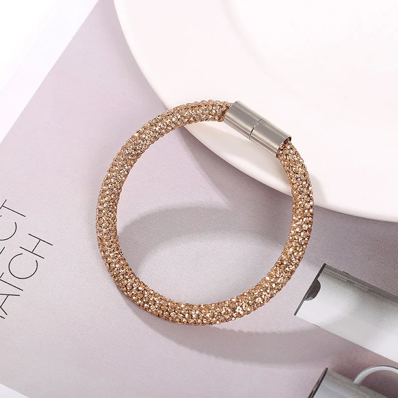MAIKALE Высокое качество браслеты для женщин с австрийскими стразами Серебристые магнитные пряжки модные ювелирные изделия блестящие стразы для женщин подарок - Окраска металла: 2
