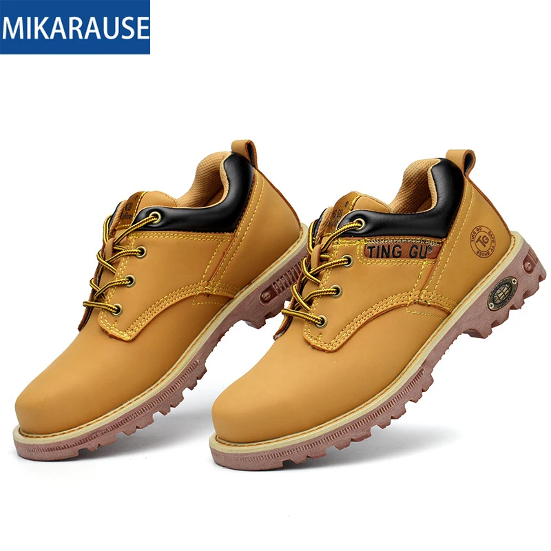 

New Men's Work Safety Shoes Men Indestructible Steel Toe Leather Lace-up Ankle Working Shoes Man Security Boots For Men