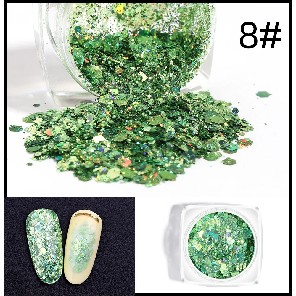 12 цветов Блеск для ногтей goblin's sequin Bright laser sequin eye sequin gradient flash поляризационный блеск для глаз