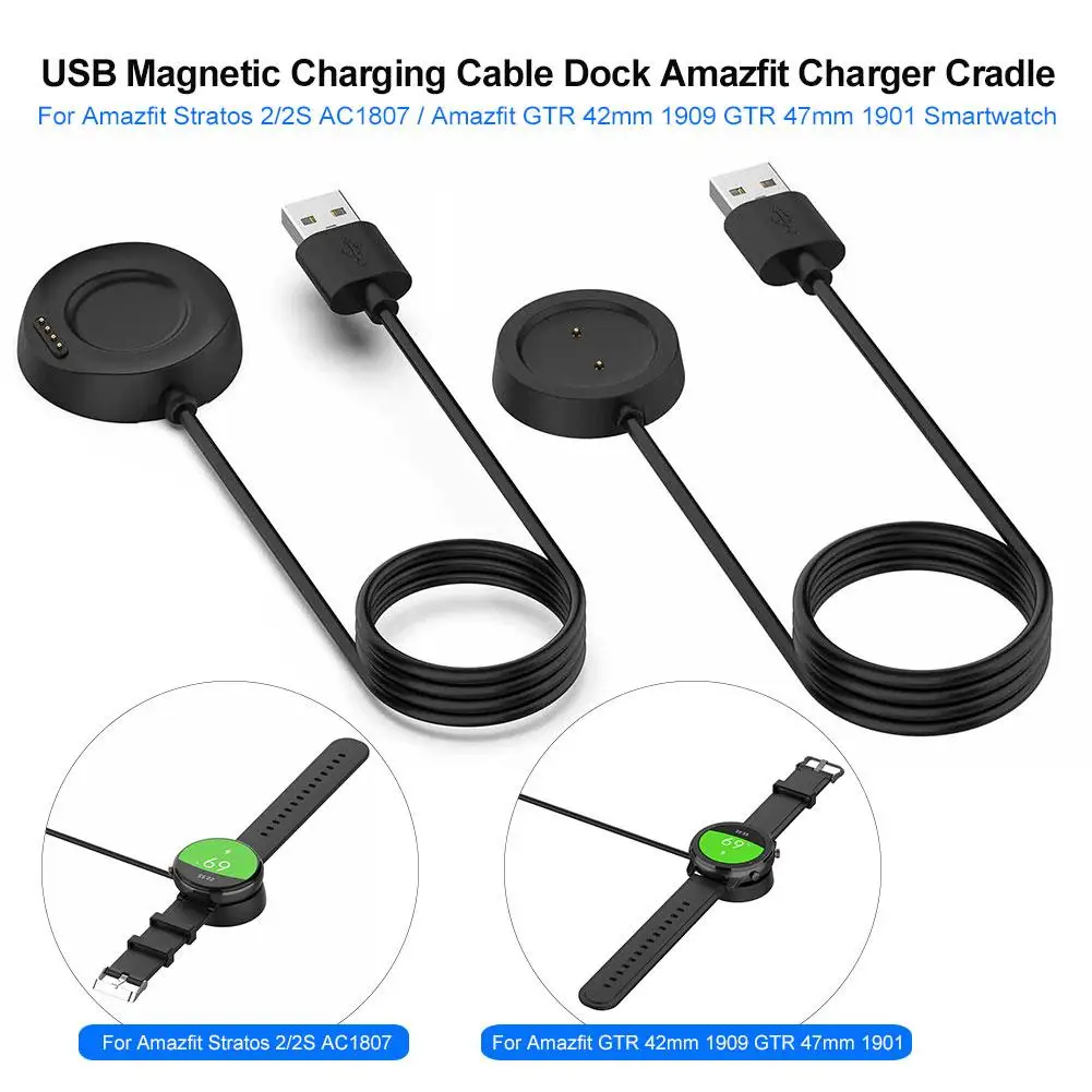 USB Магнитный зарядный док-станция зарядное устройство Amazfit Колыбель для Amazfit 2/2S Amazfit GTR 42 мм 1909 GTR 47 мм 1901 провод для быстрой зарядки