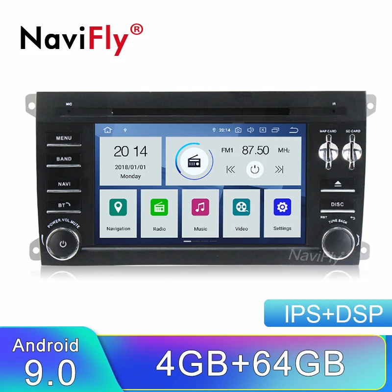 NaviFly Autogps 7 дюймов 2 din ips DSP Android 9 автомобильный dvd-радиоплеер для Porsche Cayenne 2003-2010& Cayenne S& Cayenne GTS 2003