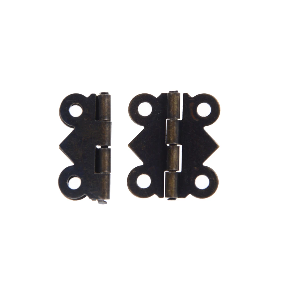 12pcs Мини Бабочка стиль петли для кукол дома шкатулка-бронза W/srew 20x17mm