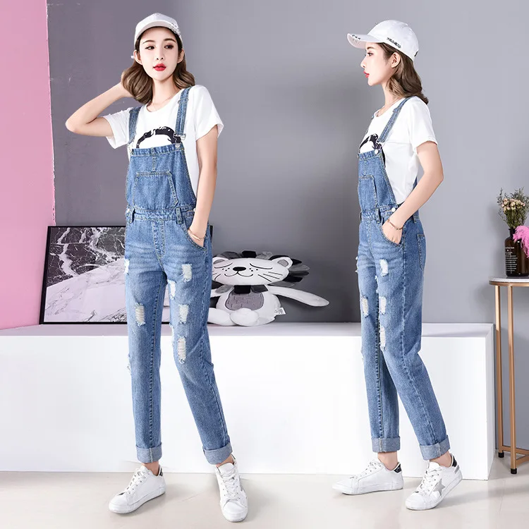 

2019 Spring And Summer New Style Fashion Handsome with Holes Casual Versatile Cowboy Suspender Trousers Pregnant Women Camisole