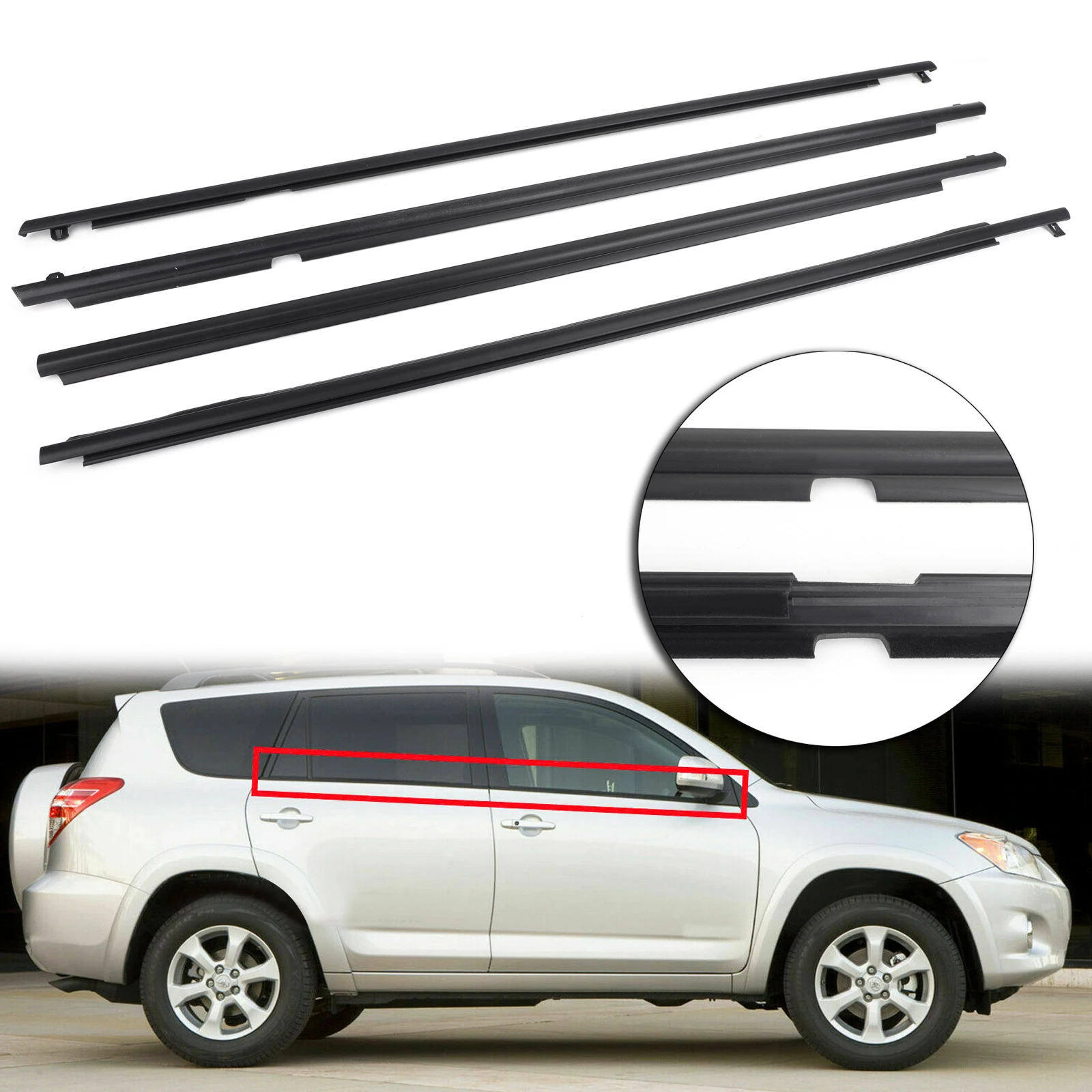 Best Offers Areyourshop 4 Stuks Deur Auto Window Trim Moulding Riem Tochtstrip Voor Toyota RAV4 2009-2012 Rubber Buiten Venster Trim auto Onderdelen Best Offers Areyourshop 4 Stuks Deur Auto Window Trim Moulding Riem Tochtstrip Voor Toyota RAV4 2009-2012 Rubber Buiten Venster Trim auto Onderdelen