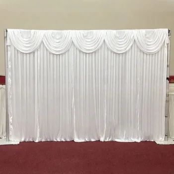 

White Chiffon Wedding Backdrop Drapes with Swag for Wedding Events and Party Decoration Ceremony Curtain Drapes