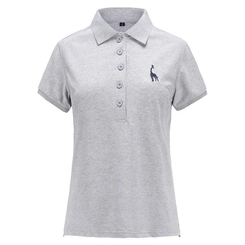 grey Лето Хлопок Рубашка Поло Женщины Slim Fit Поло Случайные Женщины Поло Жираф Женские Рубашки футболка поло женская - Цвет: grey
