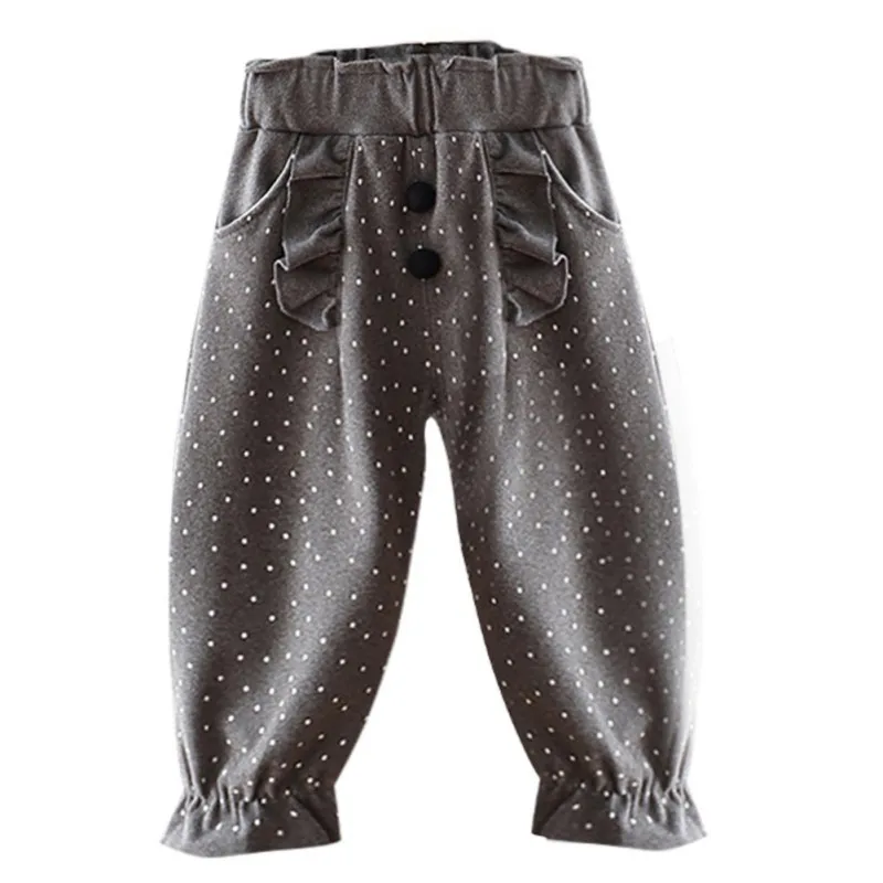 Осенние хлопковые однотонные штаны с принтом для маленьких девочек; повседневные брюки с бантом; одежда для малышей; Штаны для детей;#9