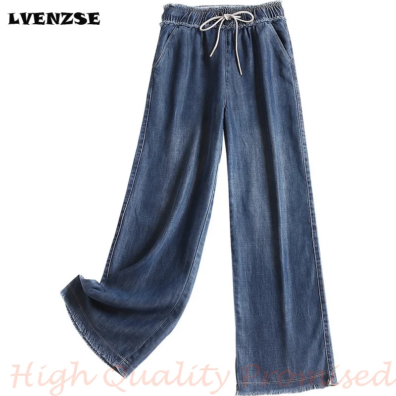 

LVENZSE Fashion Leisure Pants Female Autumn 2019 Westernization Slim Broad-legged Pants Female High Waist Straight Tube Pants