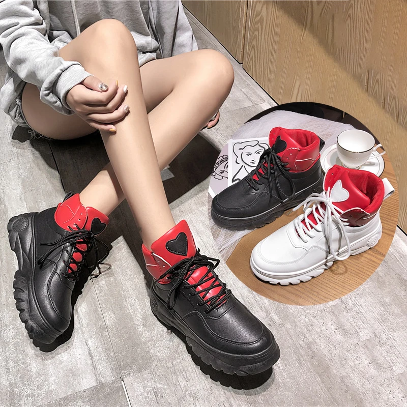 

Women's sneakers 2020 New Fashion high-top stitching lace-up non-slip thick bottom breathable casual trendy women's shoes U27-23