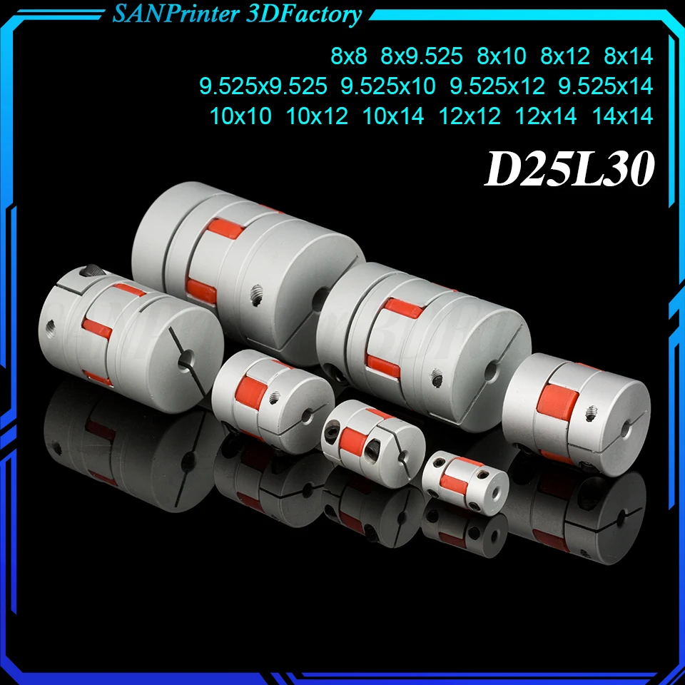 D25L30 BW Coupler Aluminium Plum Flexible Shaft Coupling Motor Connector CNC Flexible Couplings 5/6/6.35/8/10/12mm 2kit 6 35mm to 8mm aluminium plum flexible shaft coupling diameter25mm length30mm motor connector flexible coupler for3d printer