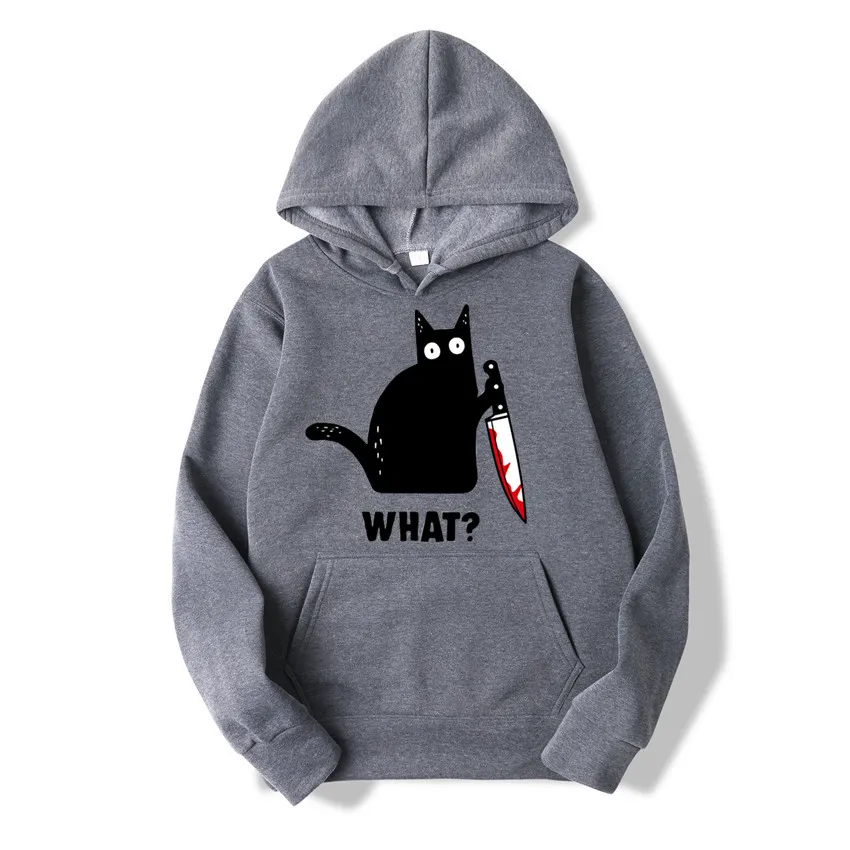 Dark Grey Мода осень зима флисовая женская спортивная одежда Harajuku принт забавный кот что хип хоп одежда уличная Толстовка - Цвет: Dark Grey