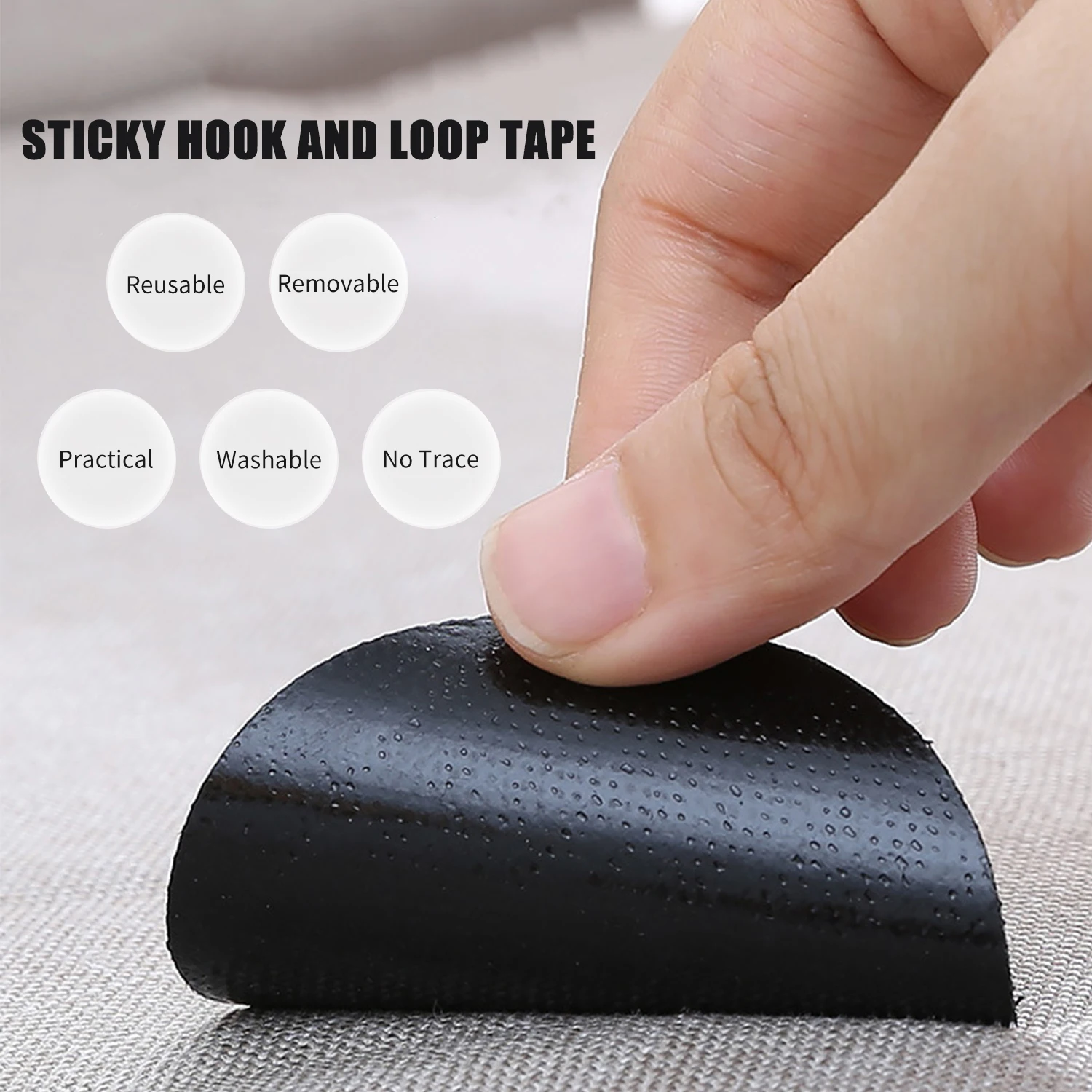 

5Pcs Hook And Loop Tape For Rug Mat Carpet Gripper Pads Double Sided Sticky Back Tape Self Adhesive Interlocking Mounting Tape