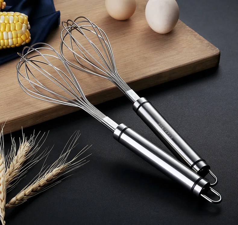 Kitchen Egg Beater Manual 304 Stainless Steel Egg-whisk Household Cream Egg Stirrer Hand-Held Baking Tool