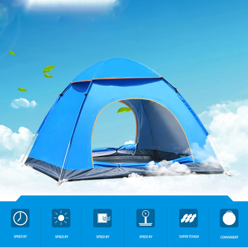 Семейная Палатка для кемпинга, водонепроницаемая, сверхлегкая, автоматическая, всплывающая, для путешествий, походные аксессуары, дышащая, солнцезащитная, складная палатка