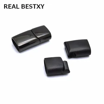 

10pcs/lot custom logo hole:12.3*6.3mm Stainless Steel Magnet Buckle Black Magnetic Clasp Leather Cord Bracelet Connector closure