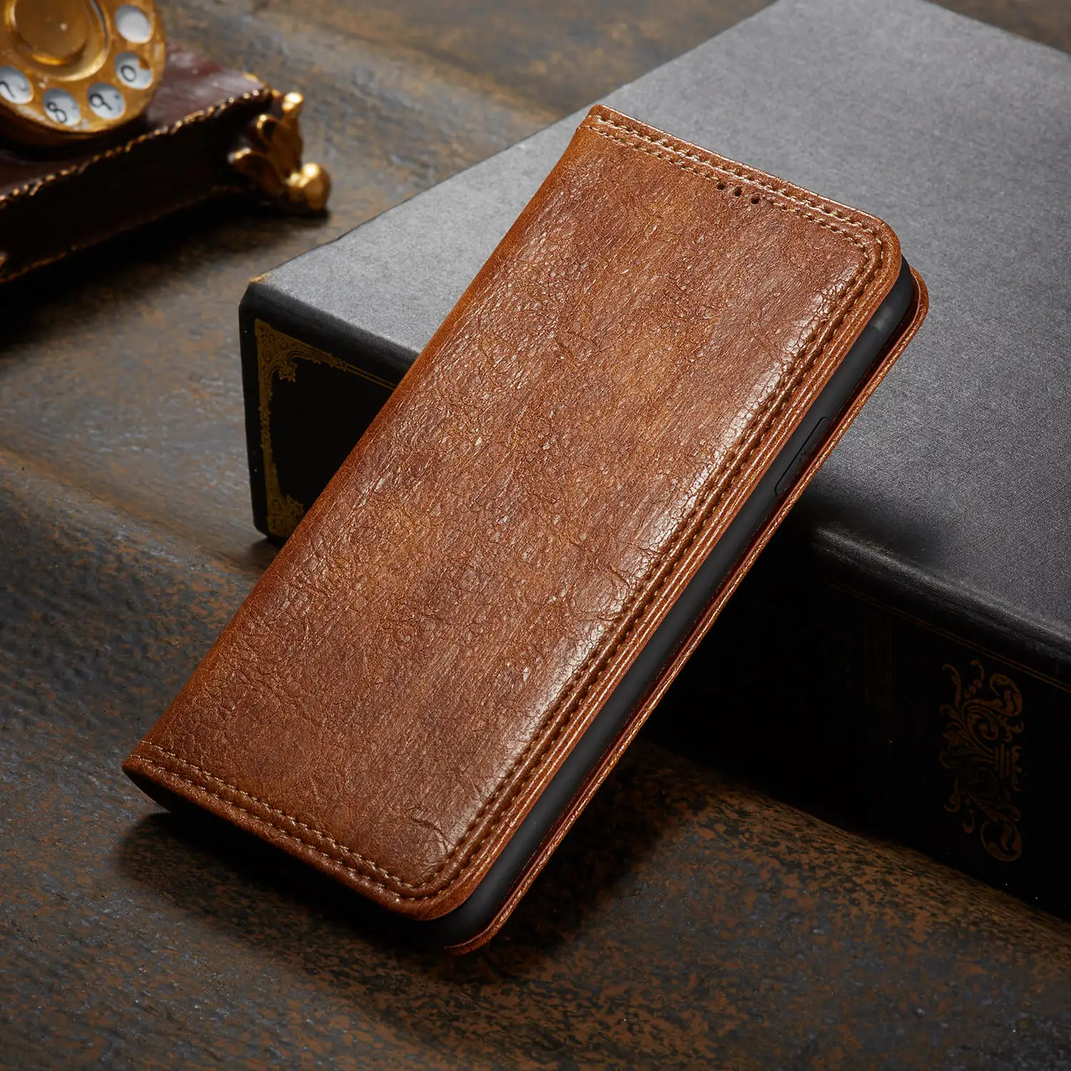 Чехол-книжка Fierre Shann из искусственной кожи чехол для iPhone 7 8 Plus X Xs XR Xs Max для iPhone 11 11Pro 11Pro Max чехол-кошелек - Цвет: Brown
