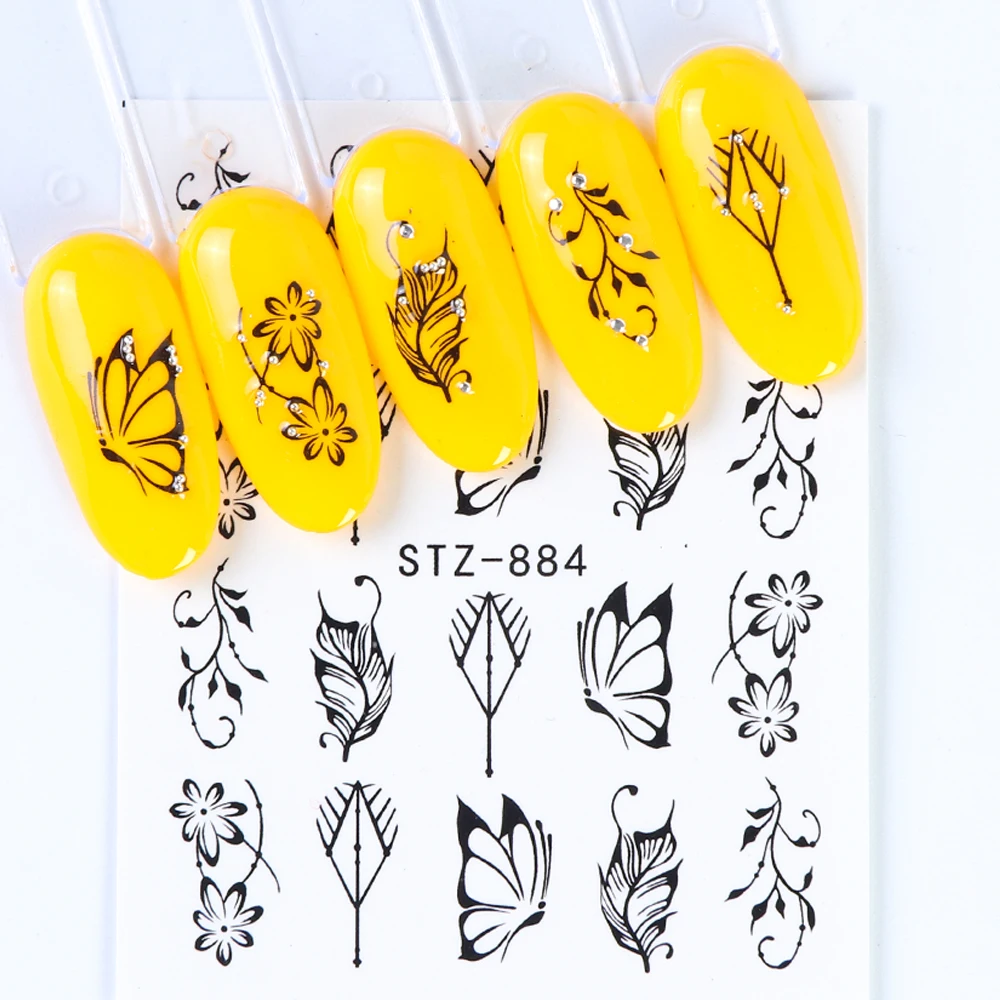 1 шт цветок серии слайдер для ногтей переводная наклейка бабочка линейная полная обертка 3D дизайн ногтей Декор маникюрный LASTZ880-902-1