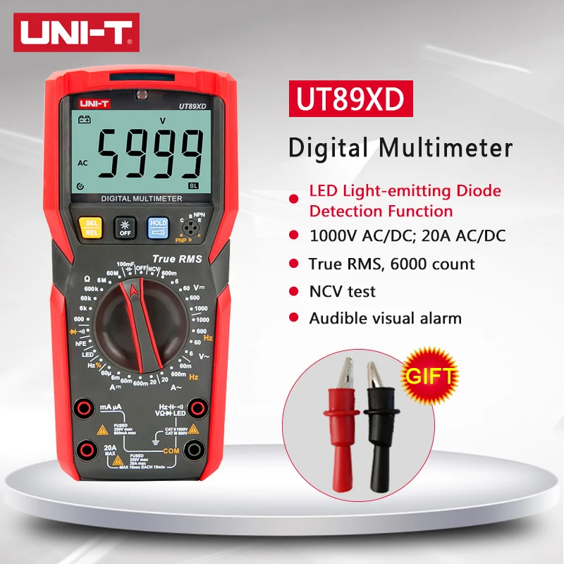 UNI-T UT89XD Цифровой мультиметр истинный среднеквадратичный тестер AC DC Вольтметр Амперметр Емкость Сопротивление частоты светодиодный измерительный прибор