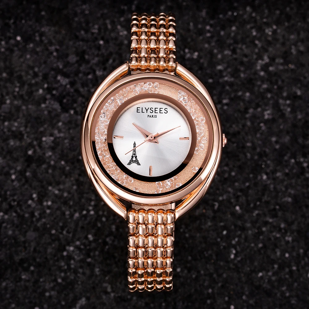 

2020 New Women Watches Stylish Lady Rhinestone Dial Top Brand Gold Wristwatch Women Stainless Steel Watchband Clock Montre Homme
