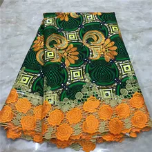 Новинка Wendy гипюровая кружевная ткань вышитый воск высокого качества кружевная ткань со шнуром африканская восковая кружевная ткань для платья WD091908