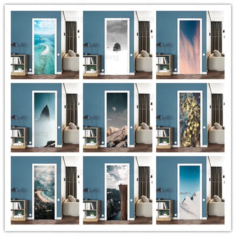 

Decals Mural Step Door Sticker Overlooking Scenery Self Adhesive Waterproof Paper Poster For Print Art Picture Home door Decor