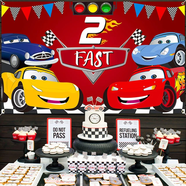 Race Car 2nd Birthday Party Backdrop Decor 2 Fast Photo Background Banner Wall Decoration Party Supplies for Two Years Old Kids 2