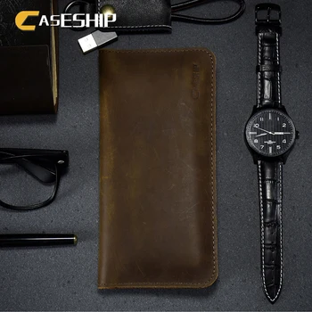 

CASESHIP 5.5" Retro Thick Genuine Leather Wallet Case For iPhone 6/6S/7/8 Plus Universal Luxury Vintage Phone Bag Pouch Holster