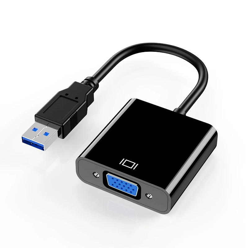 HD 1080P USB 3,0 к VGA конвертер адаптер usb-кабель для VGAExternal Видеокарта Multi touch монитор адаптер для Windows 7/8/10 - Цвет: Черный