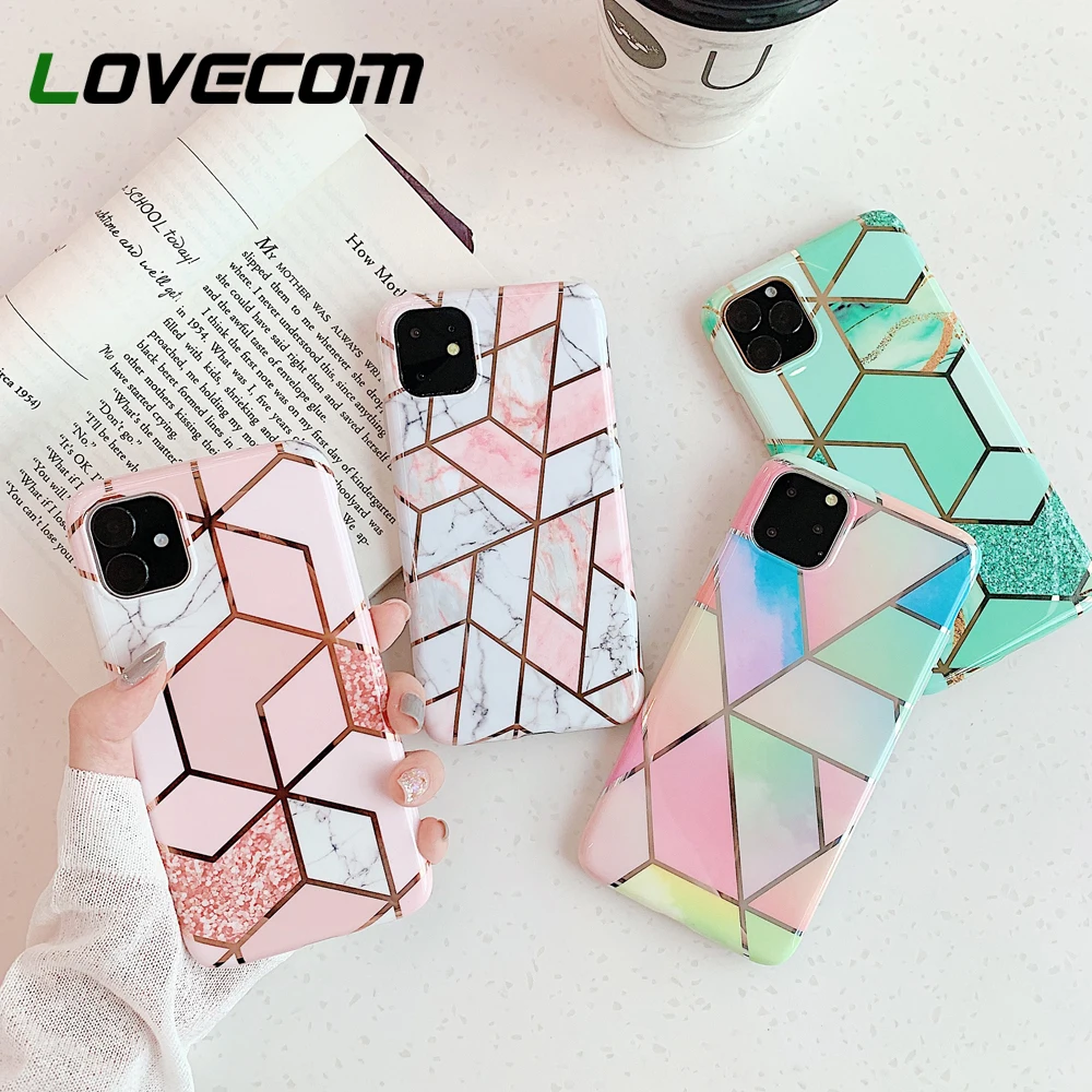 LOVECOM геометрические мраморные чехлы для телефонов iPhone 12 Mini 11 Pro Max XR X XS 7 8 6S Plus