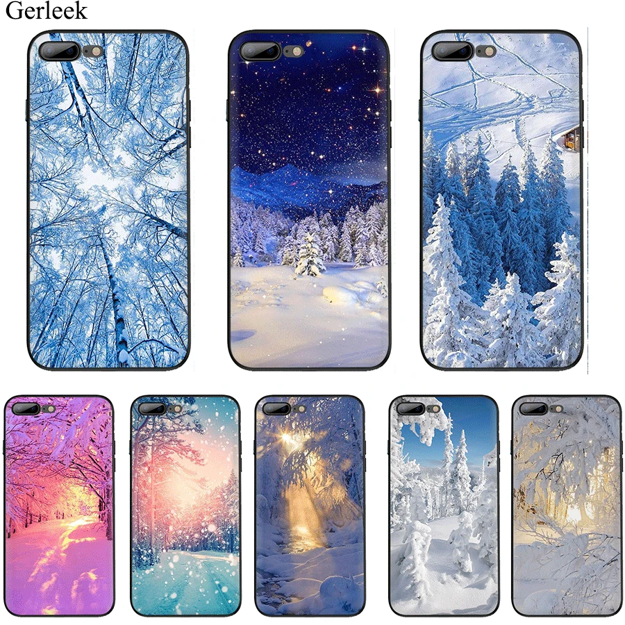 

Landscape Winter Light Snow Phone Case Cover for iPhone 11 Pro X XS XR Max iPhone 7 8 6 6s Plus 5 5S SE Cute
