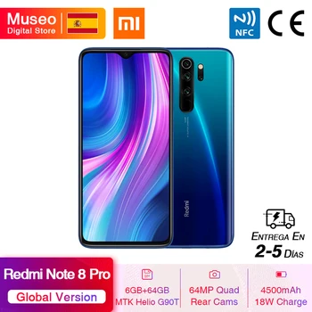 Перейти на Алиэкспресс и купить Глобальная версия Xiaomi Redmi Note 8 Pro 6 Гб RAM 64 Гб ROM 64 мп Quad Camera MTK Helio G90T смартфон 4500 мАч 18 Вт QC 3,0 UFS 2,1
